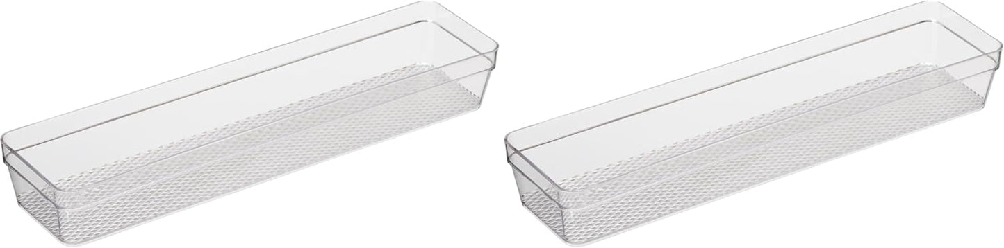 Clear Drawer Organizer - 3" X 12.5" - Ideal for Organizing Kitchen Drawers, Office, Desk, Silverware, Kitchen Utensils, Cosmetics and Bathrooms