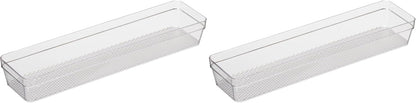 Clear Drawer Organizer - 3" X 12.5" - Ideal for Organizing Kitchen Drawers, Office, Desk, Silverware, Kitchen Utensils, Cosmetics and Bathrooms