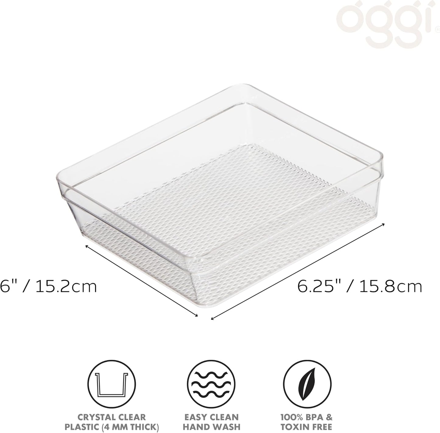 Clear Drawer Organizer - 3" X 12.5" - Ideal for Organizing Kitchen Drawers, Office, Desk, Silverware, Kitchen Utensils, Cosmetics and Bathrooms