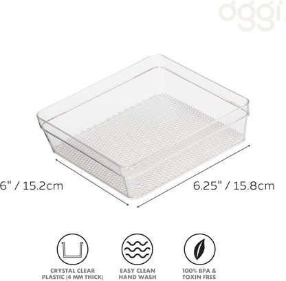Clear Drawer Organizer - 3" X 12.5" - Ideal for Organizing Kitchen Drawers, Office, Desk, Silverware, Kitchen Utensils, Cosmetics and Bathrooms