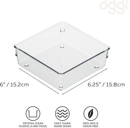 Clear Drawer Organizer - 3" X 12.5" - Ideal for Organizing Kitchen Drawers, Office, Desk, Silverware, Kitchen Utensils, Cosmetics and Bathrooms