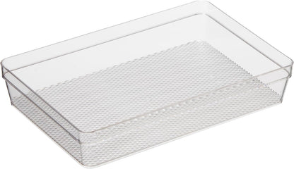 Clear Drawer Organizer - 3" X 12.5" - Ideal for Organizing Kitchen Drawers, Office, Desk, Silverware, Kitchen Utensils, Cosmetics and Bathrooms