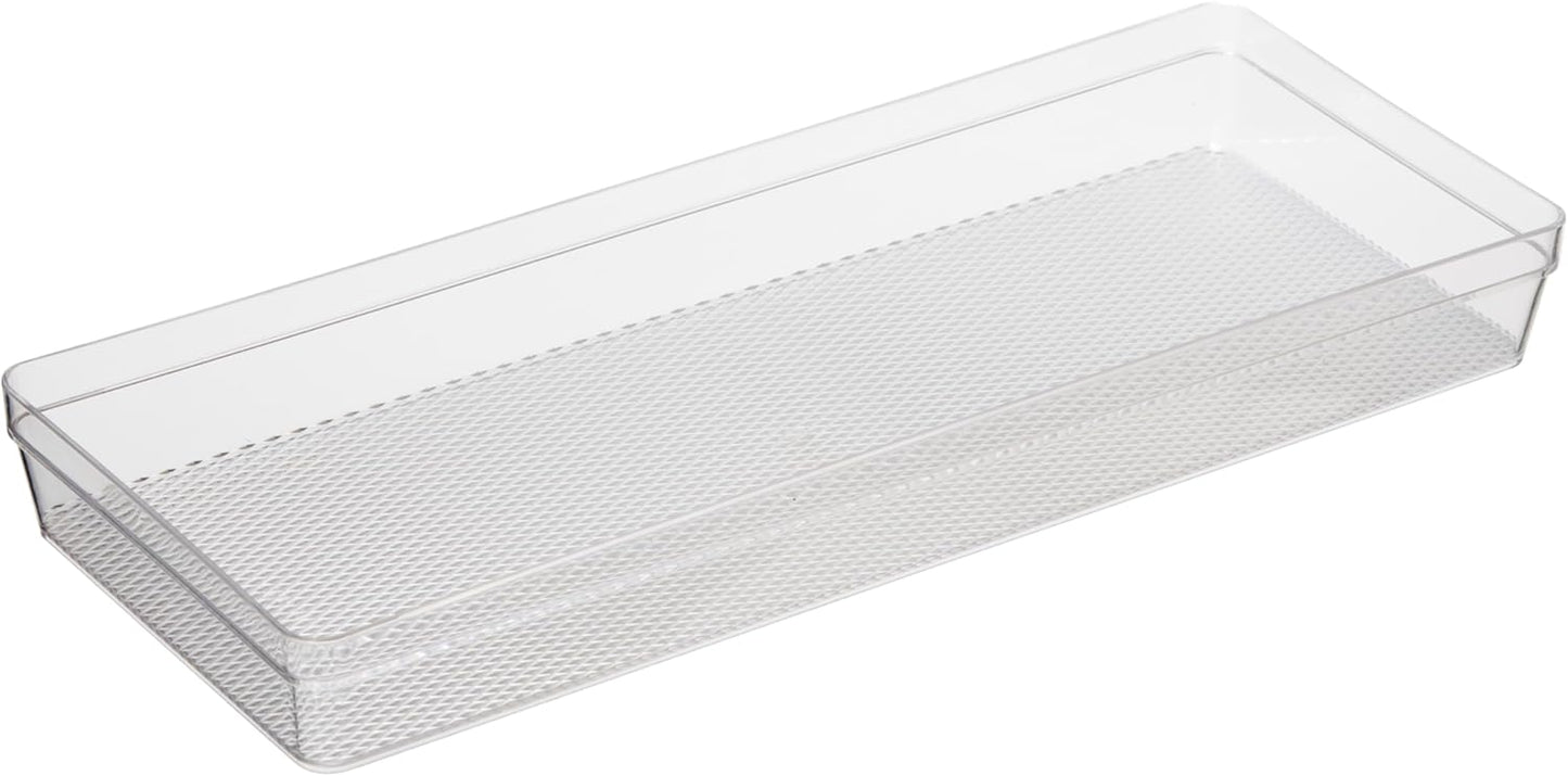 Clear Drawer Organizer - 3" X 12.5" - Ideal for Organizing Kitchen Drawers, Office, Desk, Silverware, Kitchen Utensils, Cosmetics and Bathrooms