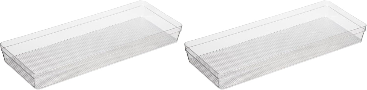 Clear Drawer Organizer - 3" X 12.5" - Ideal for Organizing Kitchen Drawers, Office, Desk, Silverware, Kitchen Utensils, Cosmetics and Bathrooms