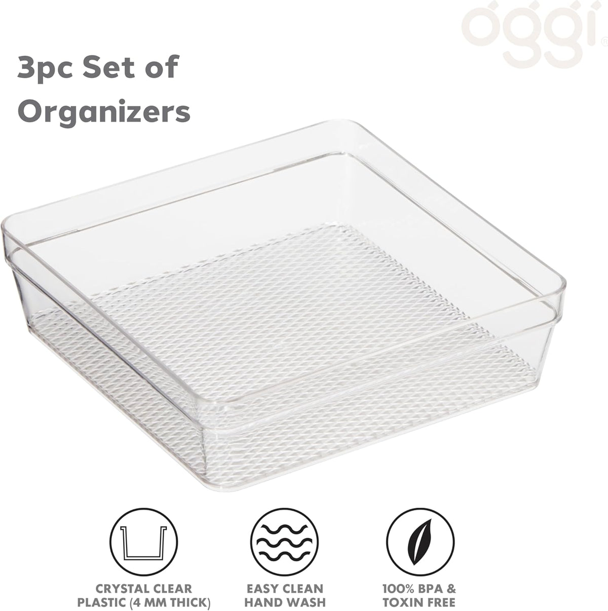 Clear Drawer Organizer - 3" X 12.5" - Ideal for Organizing Kitchen Drawers, Office, Desk, Silverware, Kitchen Utensils, Cosmetics and Bathrooms