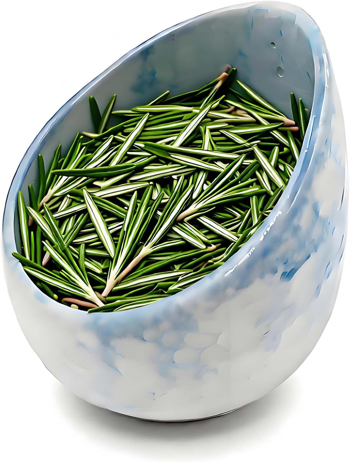 Pottery Blue Handmade Herb Stripper Bowl Kitchen Tool for Efficient Parsley, Basil, Rosemary, Thyme, Mint Leaf Removal & Stripping,Ceramic Stylish Serving Dish for Berries Nuts Dips Fruits Snacks