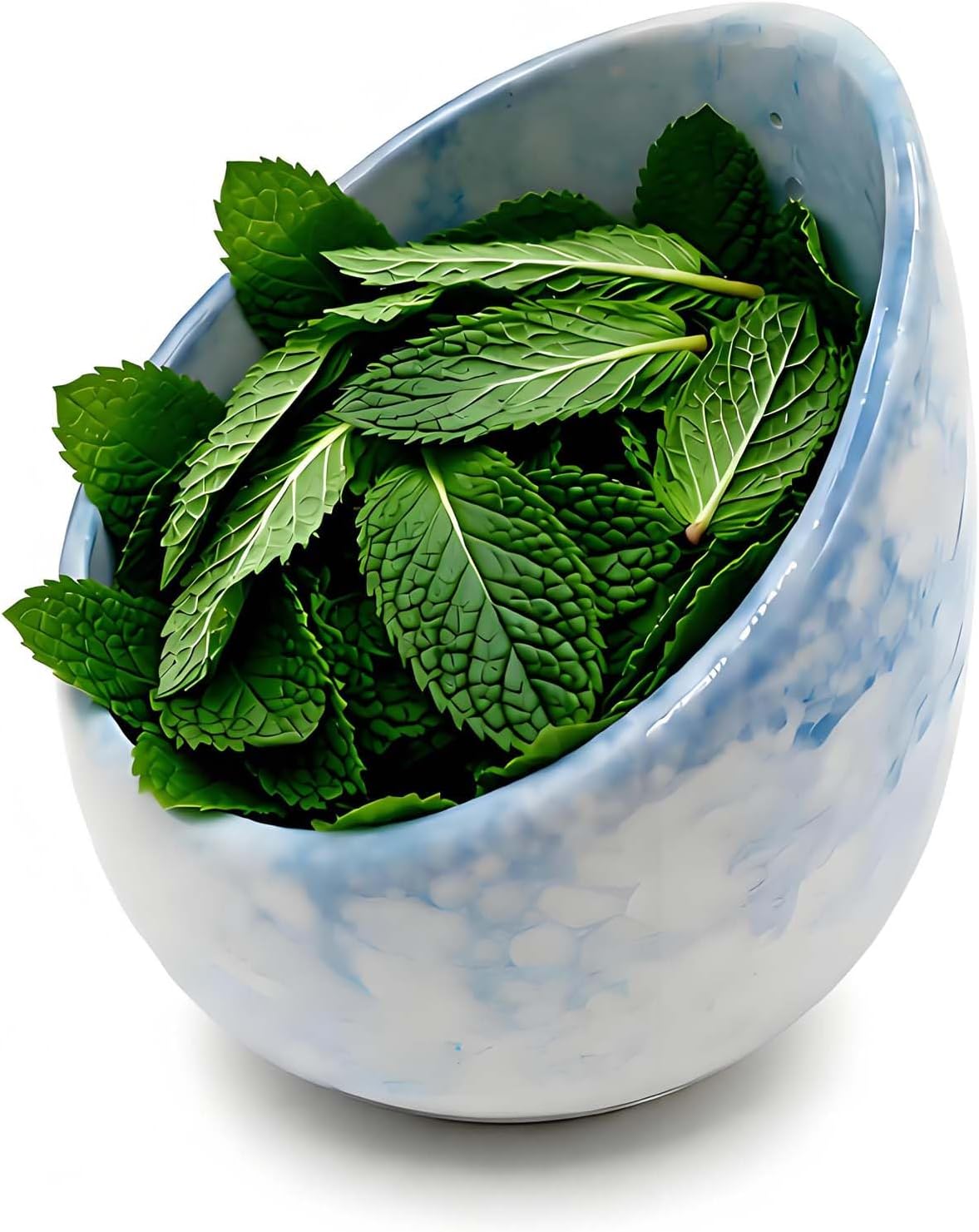 Pottery Blue Handmade Herb Stripper Bowl Kitchen Tool for Efficient Parsley, Basil, Rosemary, Thyme, Mint Leaf Removal & Stripping,Ceramic Stylish Serving Dish for Berries Nuts Dips Fruits Snacks