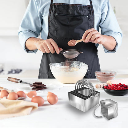 5 Pcs Square Biscuit Cutter Set with Handle | Wave Cookie Cutters with Fluted Edge, Stainless Steel Cookie Shaper, for Dough Cutting, Baking Tools
