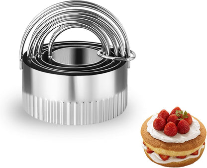 5 Pcs Square Biscuit Cutter Set with Handle | Wave Cookie Cutters with Fluted Edge, Stainless Steel Cookie Shaper, for Dough Cutting, Baking Tools