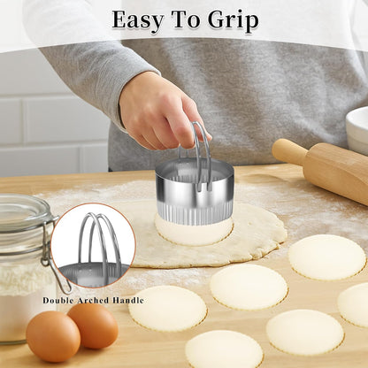 5 Pcs Square Biscuit Cutter Set with Handle | Wave Cookie Cutters with Fluted Edge, Stainless Steel Cookie Shaper, for Dough Cutting, Baking Tools