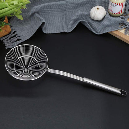 Stainless Steel Spider Strainer, 15.5 Inch Wire Mesh Asian Durable Large Skimmer Spoon with Long Handle,Kitchen Utensils,Spider Strainer for Pasta,Frying Food,Cooking,Skimming Grease and Foam