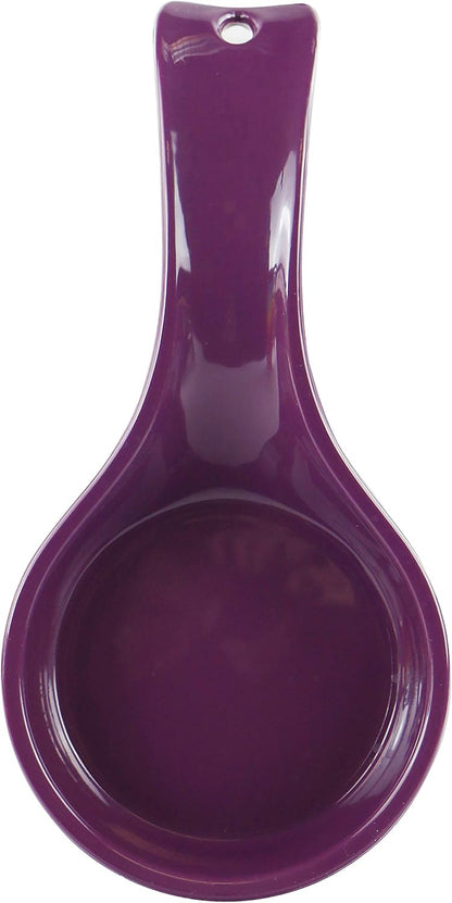 Kitchen Counter Utensil Spoon Rest, Ladles, Spaghetti Forks, & Spatulas, Durable BPA-Free Plastic – Dishwasher Safe, Décor, Space Saving Hanging Hole on Handle, Plum