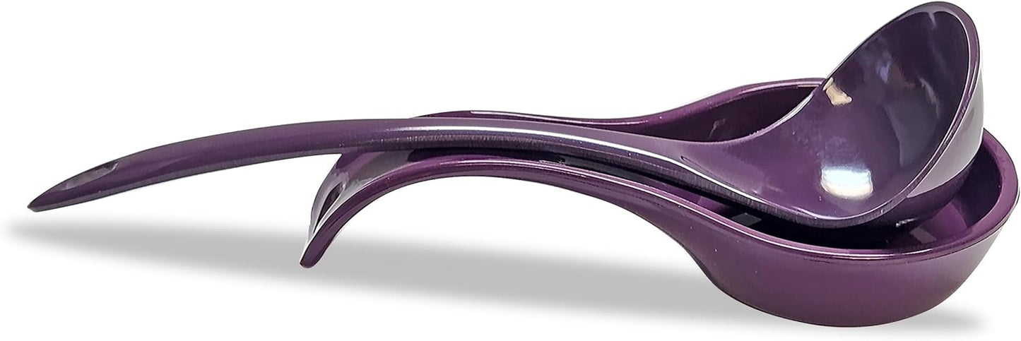 Kitchen Counter Utensil Spoon Rest, Ladles, Spaghetti Forks, & Spatulas, Durable BPA-Free Plastic – Dishwasher Safe, Décor, Space Saving Hanging Hole on Handle, Plum