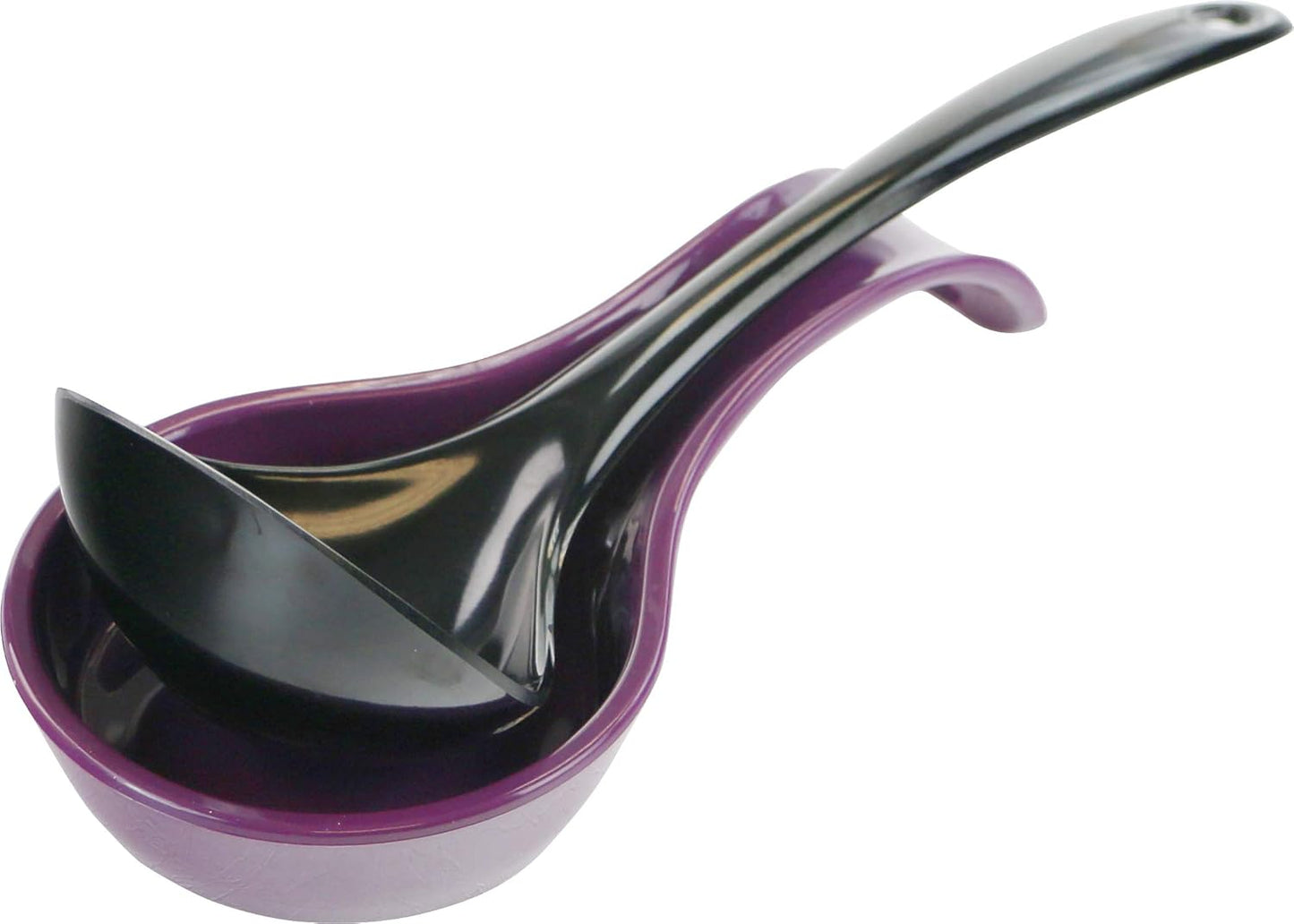 Kitchen Counter Utensil Spoon Rest, Ladles, Spaghetti Forks, & Spatulas, Durable BPA-Free Plastic – Dishwasher Safe, Décor, Space Saving Hanging Hole on Handle, Plum