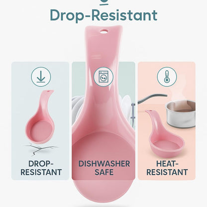 Kitchen Counter Utensil Spoon Rest, Ladles, Spaghetti Forks, & Spatulas, Durable BPA-Free Plastic – Dishwasher Safe, Décor, Space Saving Hanging Hole on Handle, Plum