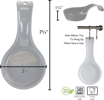 Kitchen Counter Utensil Spoon Rest, Ladles, Spaghetti Forks, & Spatulas, Durable BPA-Free Plastic – Dishwasher Safe, Décor, Space Saving Hanging Hole on Handle, Plum