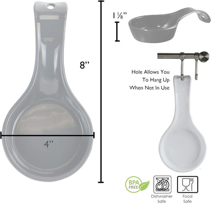 Kitchen Counter Utensil Spoon Rest, Ladles, Spaghetti Forks, & Spatulas, Durable BPA-Free Plastic – Dishwasher Safe, Décor, Space Saving Hanging Hole on Handle, Plum