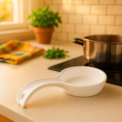 Kitchen Counter Utensil Spoon Rest, Ladles, Spaghetti Forks, & Spatulas, Durable BPA-Free Plastic – Dishwasher Safe, Décor, Space Saving Hanging Hole on Handle, Plum