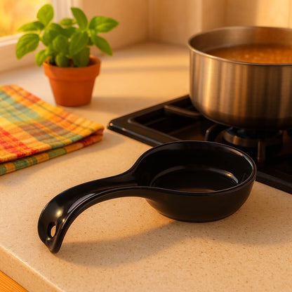 Kitchen Counter Utensil Spoon Rest, Ladles, Spaghetti Forks, & Spatulas, Durable BPA-Free Plastic – Dishwasher Safe, Décor, Space Saving Hanging Hole on Handle, Plum