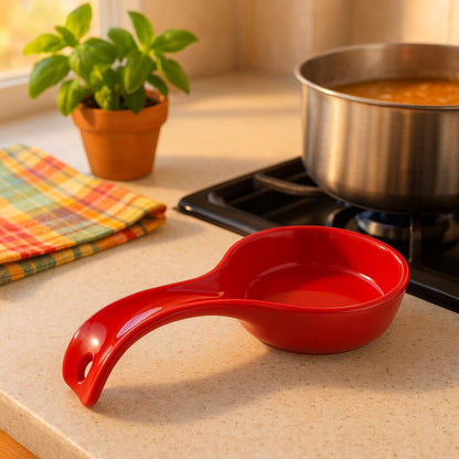 Kitchen Counter Utensil Spoon Rest, Ladles, Spaghetti Forks, & Spatulas, Durable BPA-Free Plastic – Dishwasher Safe, Décor, Space Saving Hanging Hole on Handle, Plum