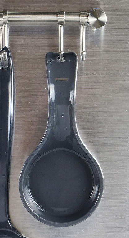 Kitchen Counter Utensil Spoon Rest, Ladles, Spaghetti Forks, & Spatulas, Durable BPA-Free Plastic – Dishwasher Safe, Décor, Space Saving Hanging Hole on Handle, Plum