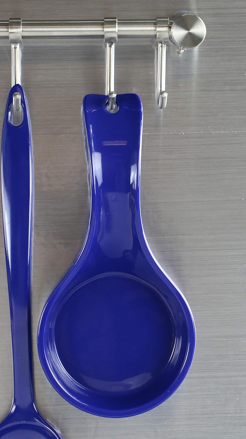 Kitchen Counter Utensil Spoon Rest, Ladles, Spaghetti Forks, & Spatulas, Durable BPA-Free Plastic – Dishwasher Safe, Décor, Space Saving Hanging Hole on Handle, Plum