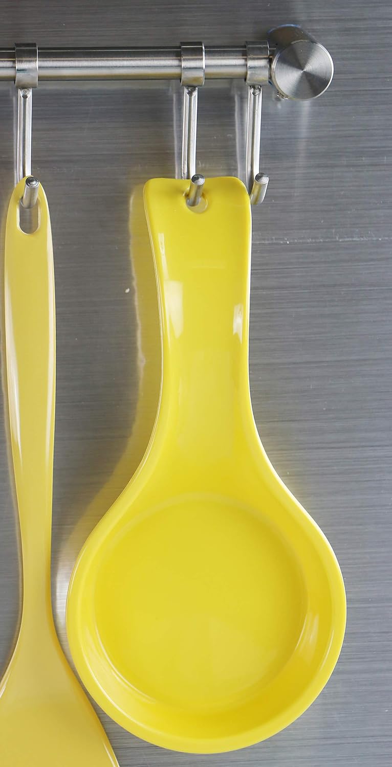 Kitchen Counter Utensil Spoon Rest, Ladles, Spaghetti Forks, & Spatulas, Durable BPA-Free Plastic – Dishwasher Safe, Décor, Space Saving Hanging Hole on Handle, Plum
