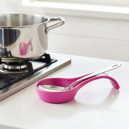 Kitchen Counter Utensil Spoon Rest, Ladles, Spaghetti Forks, & Spatulas, Durable BPA-Free Plastic – Dishwasher Safe, Décor, Space Saving Hanging Hole on Handle, Plum