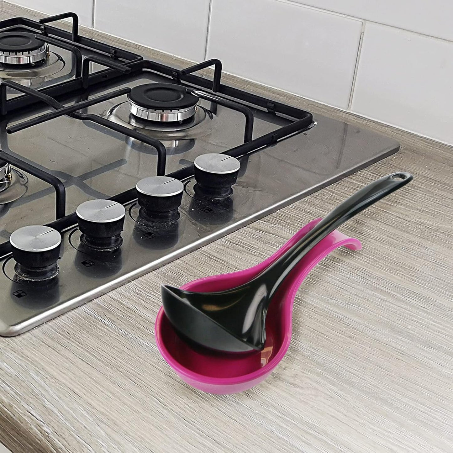 Kitchen Counter Utensil Spoon Rest, Ladles, Spaghetti Forks, & Spatulas, Durable BPA-Free Plastic – Dishwasher Safe, Décor, Space Saving Hanging Hole on Handle, Plum