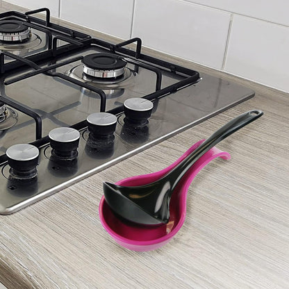 Kitchen Counter Utensil Spoon Rest, Ladles, Spaghetti Forks, & Spatulas, Durable BPA-Free Plastic – Dishwasher Safe, Décor, Space Saving Hanging Hole on Handle, Plum