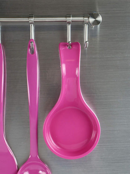 Kitchen Counter Utensil Spoon Rest, Ladles, Spaghetti Forks, & Spatulas, Durable BPA-Free Plastic – Dishwasher Safe, Décor, Space Saving Hanging Hole on Handle, Plum
