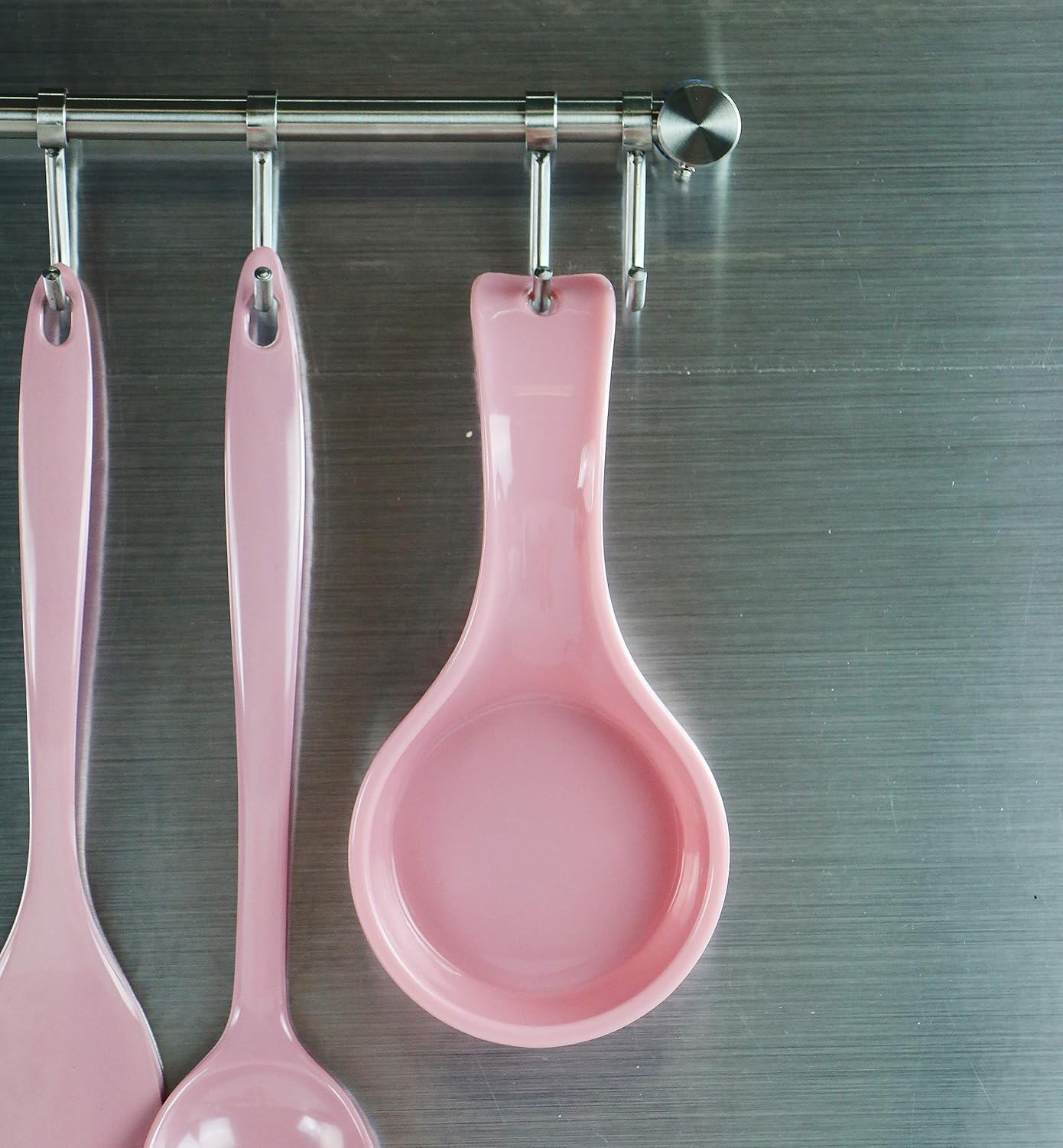 Kitchen Counter Utensil Spoon Rest, Ladles, Spaghetti Forks, & Spatulas, Durable BPA-Free Plastic – Dishwasher Safe, Décor, Space Saving Hanging Hole on Handle, Plum