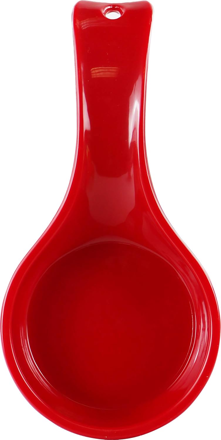 Kitchen Counter Utensil Spoon Rest, Ladles, Spaghetti Forks, & Spatulas, Durable BPA-Free Plastic – Dishwasher Safe, Décor, Space Saving Hanging Hole on Handle, Plum