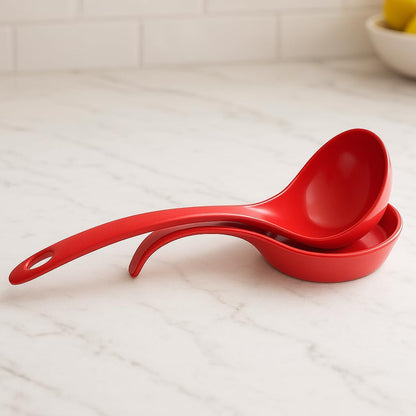 Kitchen Counter Utensil Spoon Rest, Ladles, Spaghetti Forks, & Spatulas, Durable BPA-Free Plastic – Dishwasher Safe, Décor, Space Saving Hanging Hole on Handle, Plum