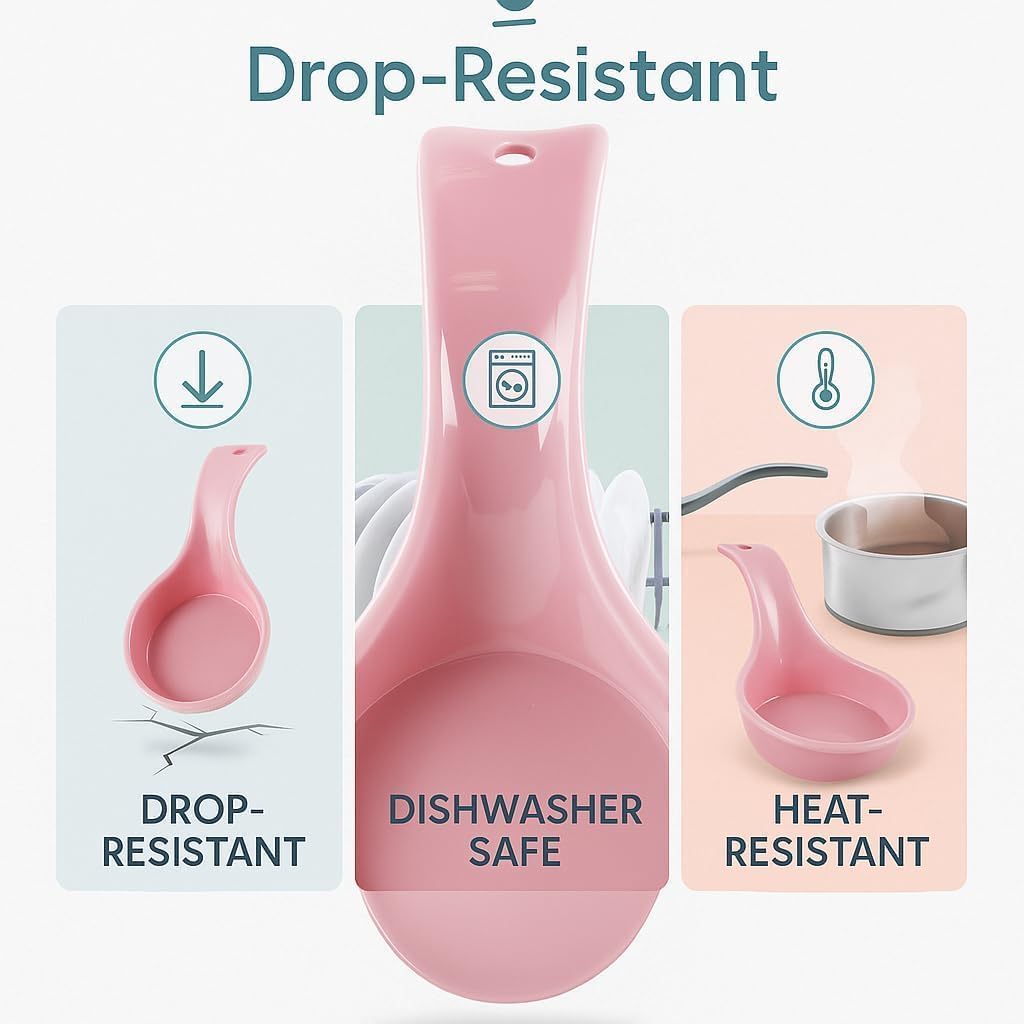 Kitchen Counter Utensil Spoon Rest, Ladles, Spaghetti Forks, & Spatulas, Durable BPA-Free Plastic – Dishwasher Safe, Décor, Space Saving Hanging Hole on Handle, Plum