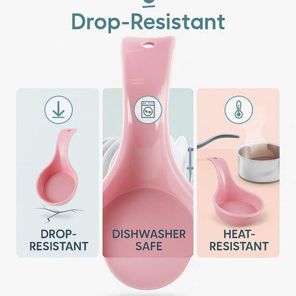 Kitchen Counter Utensil Spoon Rest, Ladles, Spaghetti Forks, & Spatulas, Durable BPA-Free Plastic – Dishwasher Safe, Décor, Space Saving Hanging Hole on Handle, Plum