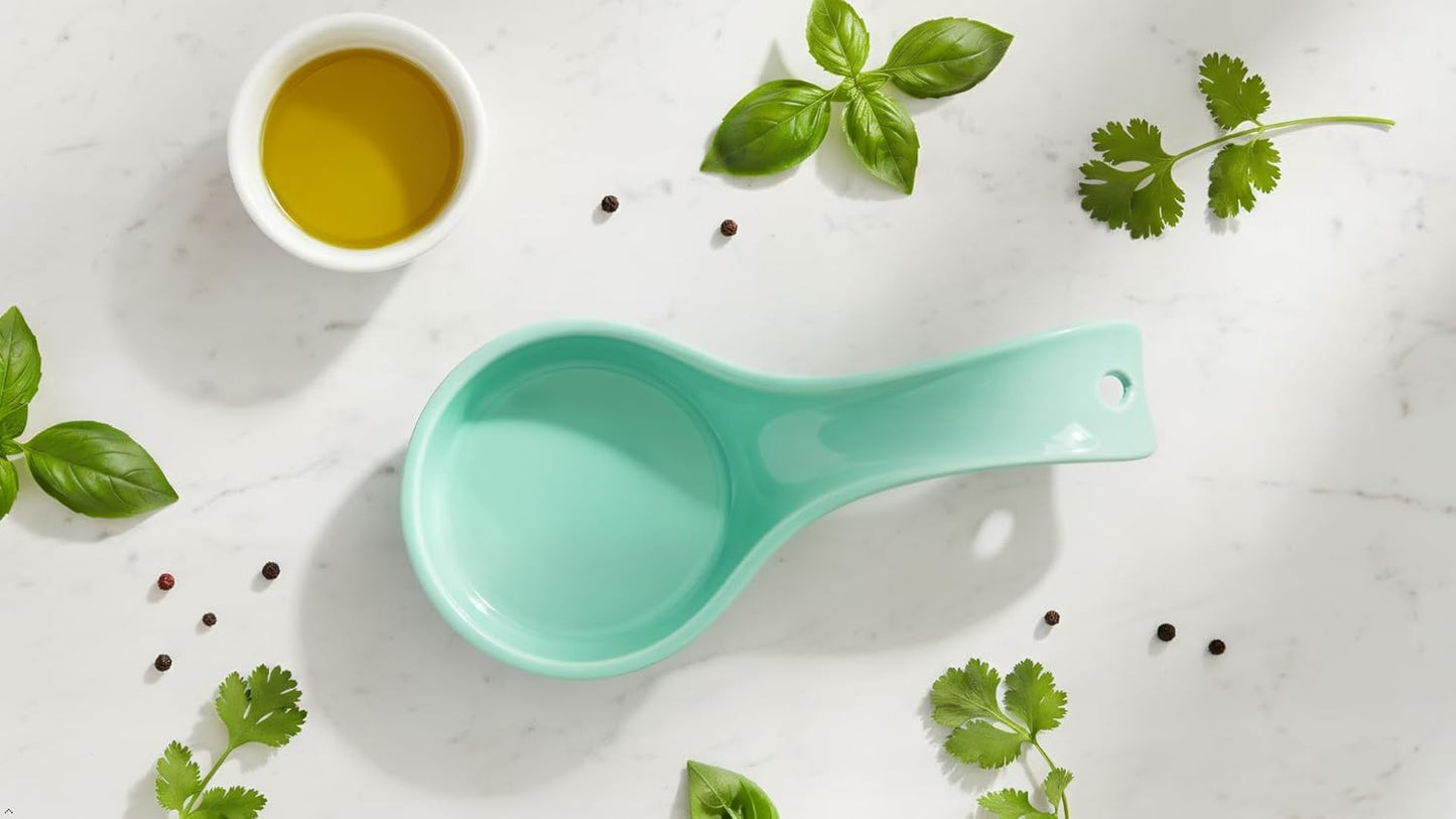 Kitchen Counter Utensil Spoon Rest, Ladles, Spaghetti Forks, & Spatulas, Durable BPA-Free Plastic – Dishwasher Safe, Décor, Space Saving Hanging Hole on Handle, Plum