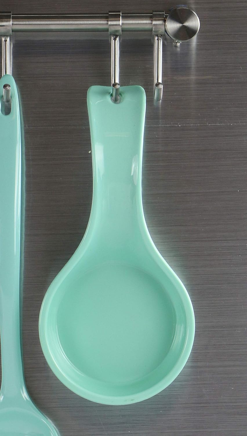 Kitchen Counter Utensil Spoon Rest, Ladles, Spaghetti Forks, & Spatulas, Durable BPA-Free Plastic – Dishwasher Safe, Décor, Space Saving Hanging Hole on Handle, Plum