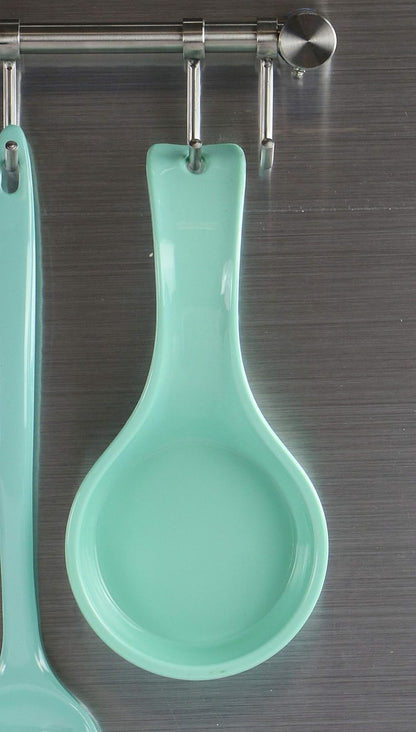 Kitchen Counter Utensil Spoon Rest, Ladles, Spaghetti Forks, & Spatulas, Durable BPA-Free Plastic – Dishwasher Safe, Décor, Space Saving Hanging Hole on Handle, Plum