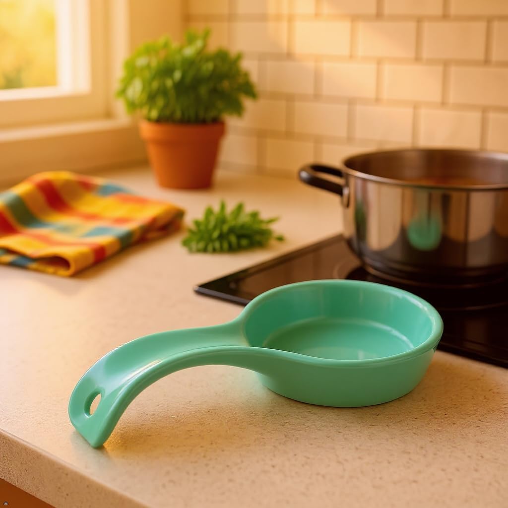 Kitchen Counter Utensil Spoon Rest, Ladles, Spaghetti Forks, & Spatulas, Durable BPA-Free Plastic – Dishwasher Safe, Décor, Space Saving Hanging Hole on Handle, Plum