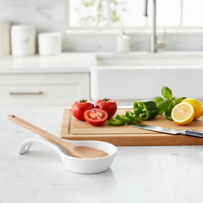 Kitchen Counter Utensil Spoon Rest, Ladles, Spaghetti Forks, & Spatulas, Durable BPA-Free Plastic – Dishwasher Safe, Décor, Space Saving Hanging Hole on Handle, Plum
