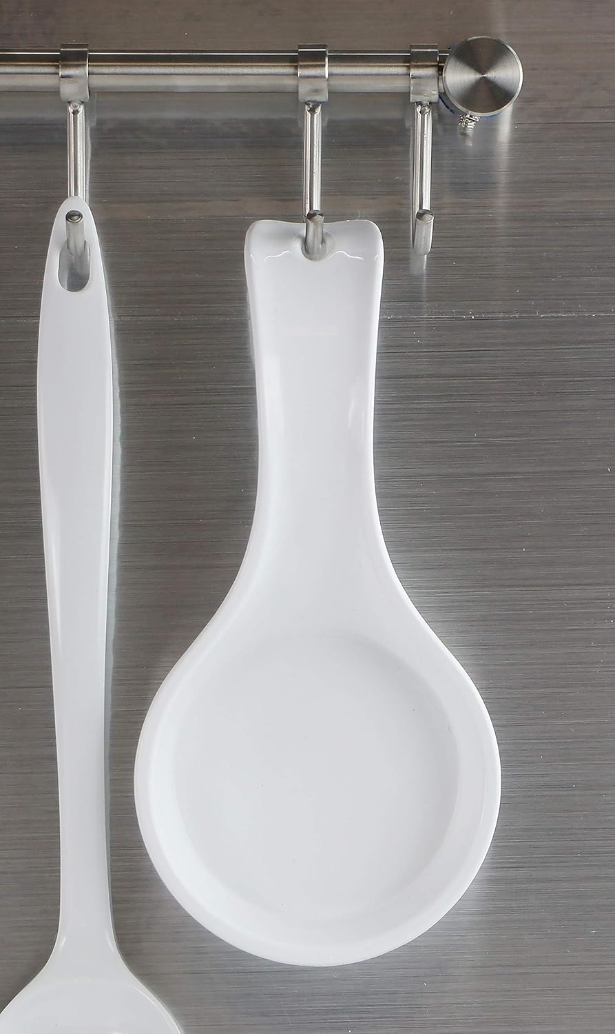 Kitchen Counter Utensil Spoon Rest, Ladles, Spaghetti Forks, & Spatulas, Durable BPA-Free Plastic – Dishwasher Safe, Décor, Space Saving Hanging Hole on Handle, Plum