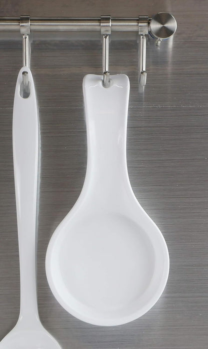 Kitchen Counter Utensil Spoon Rest, Ladles, Spaghetti Forks, & Spatulas, Durable BPA-Free Plastic – Dishwasher Safe, Décor, Space Saving Hanging Hole on Handle, Plum