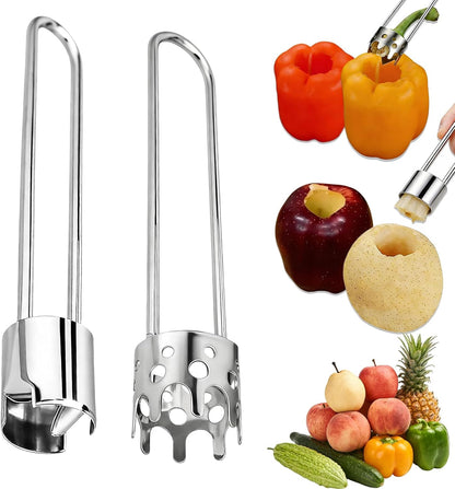 2PCS Apple Corer Tool,Stainless Steel Bell Pepper Corer Seed Remover Tool