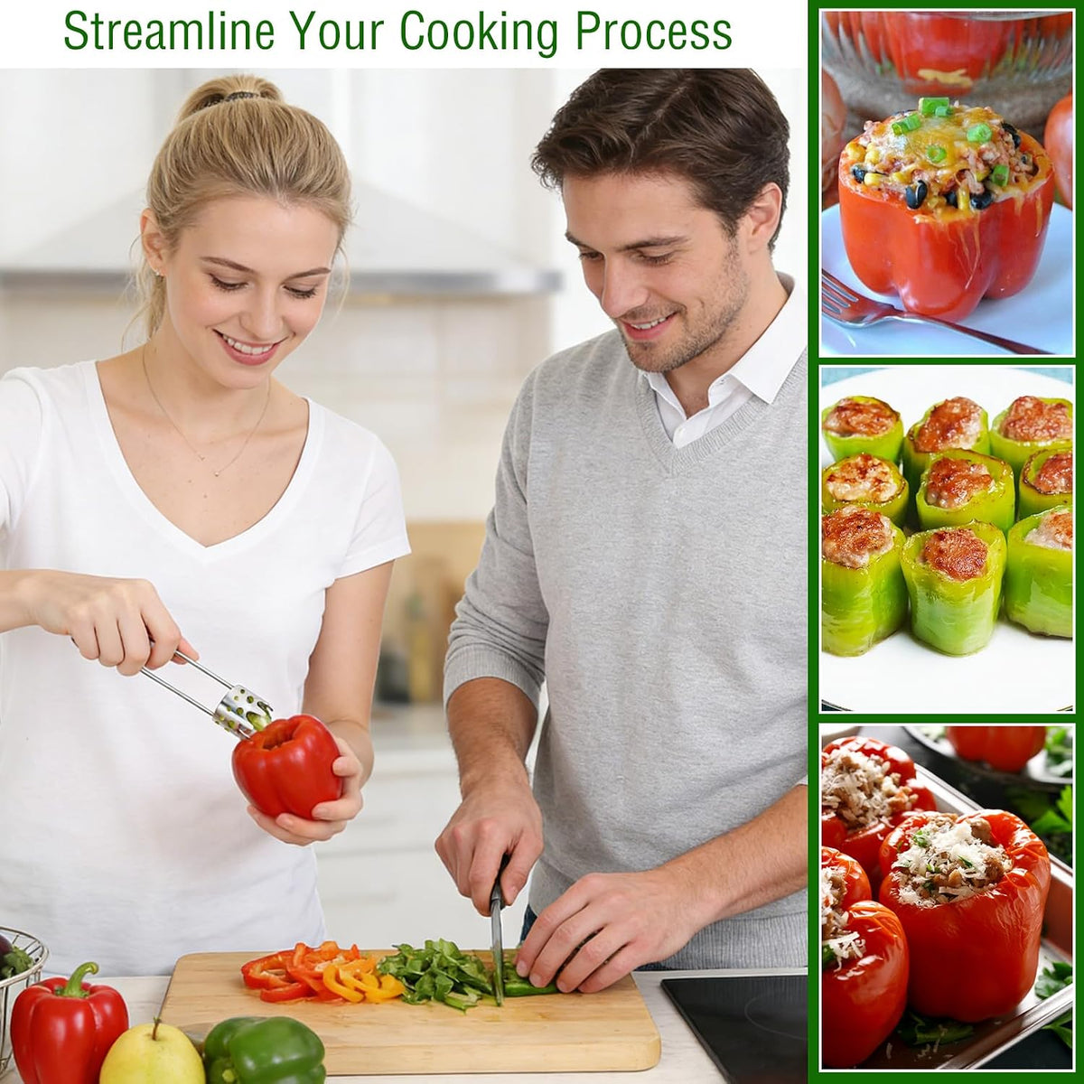 2PCS Apple Corer Tool,Stainless Steel Bell Pepper Corer Seed Remover Tool