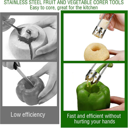 2PCS Apple Corer Tool,Stainless Steel Bell Pepper Corer Seed Remover Tool