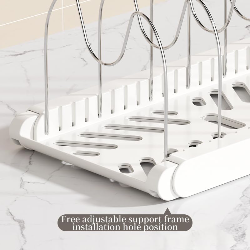 Pot Rack -Expandable Pan Organizer for Cabinet,Pot Lid Holder with 7 Adjustable Compartment for Kitchen Cabinet Cookware Baking Frying Rack,Apricot