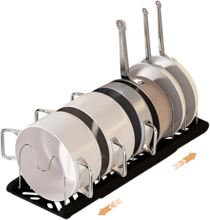 Pot Rack -Expandable Pan Organizer for Cabinet,Pot Lid Holder with 7 Adjustable Compartment for Kitchen Cabinet Cookware Baking Frying Rack,Apricot