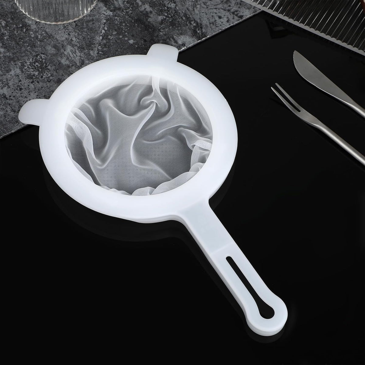 Ultra Fine Nylon Mesh Strainer, 80 Mesh Food Filter Sieve Colander with Plastic Handle for Kitchen Yogurt Juice Milk Honey