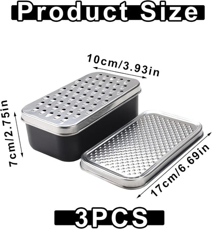Cheese Grater With Container,Box Grater Cheese Shredder Lemon Zester,Kitchen Stainless Steel Food Grater,Perfect For Hard Parmesan Or Soft Cheddar Cheeses,Ginger,Butter Etc